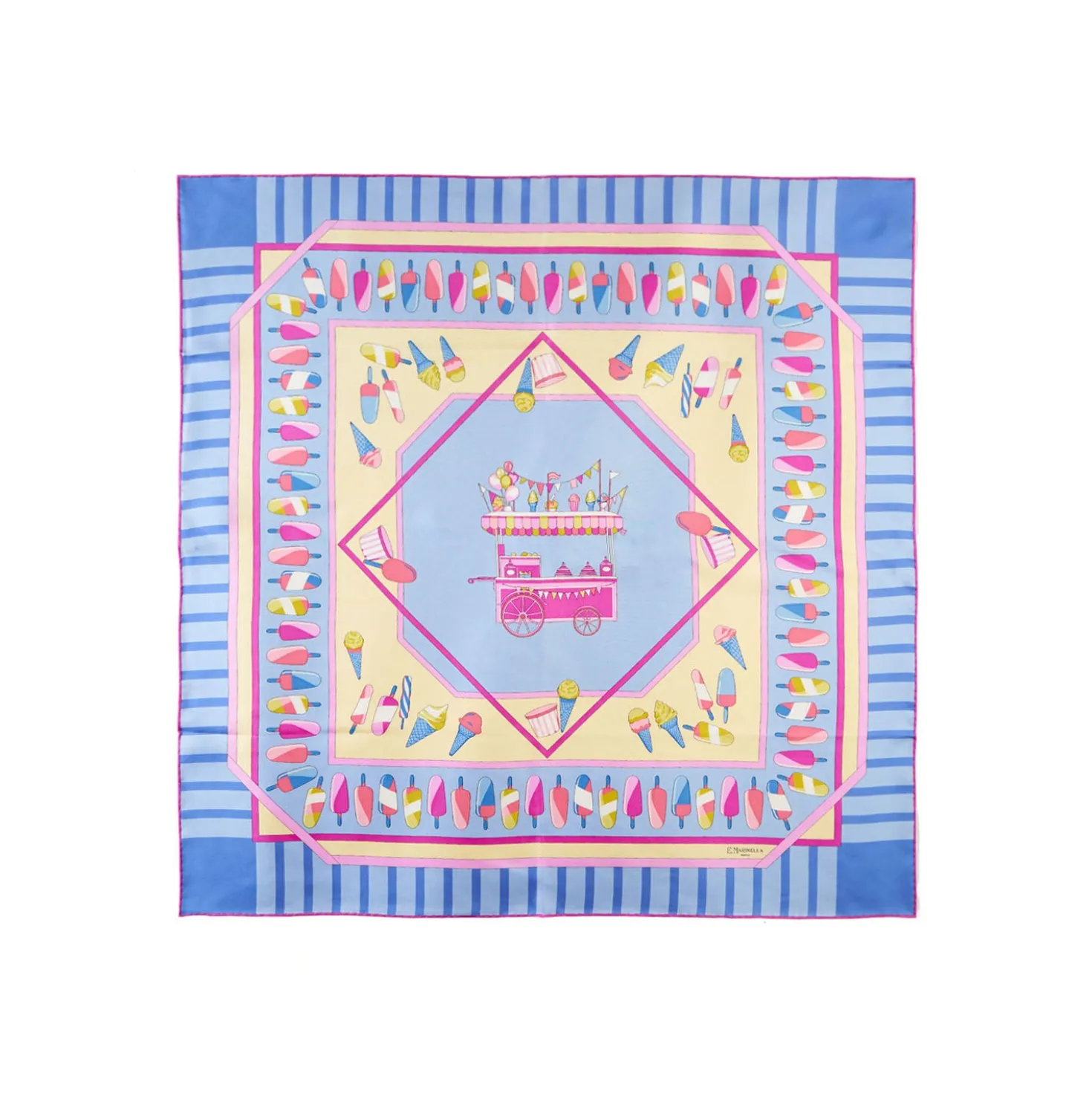 FOULARD IN SETA 90 AZZURRO La gelateria