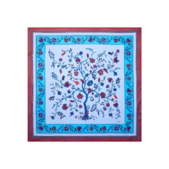 FOULARD IN SETA 90 AZZURRO L'albero della vita