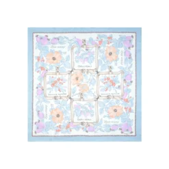 FOULARD IN SETA 90 AZZURRO La rosa canina