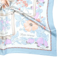 FOULARD IN SETA 90 AZZURRO La rosa canina