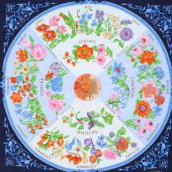 FOULARD IN SETA 90 AZZURRO La ruota delle stagioni