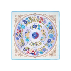 FOULARD IN SETA 90 AZZURRO La ruota delle stagioni