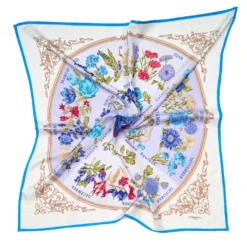 FOULARD IN SETA 90 AZZURRO La ruota delle stagioni