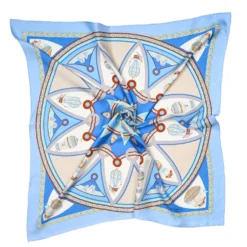 FOULARD IN SETA 90 AZZURRO Le mongolfiere