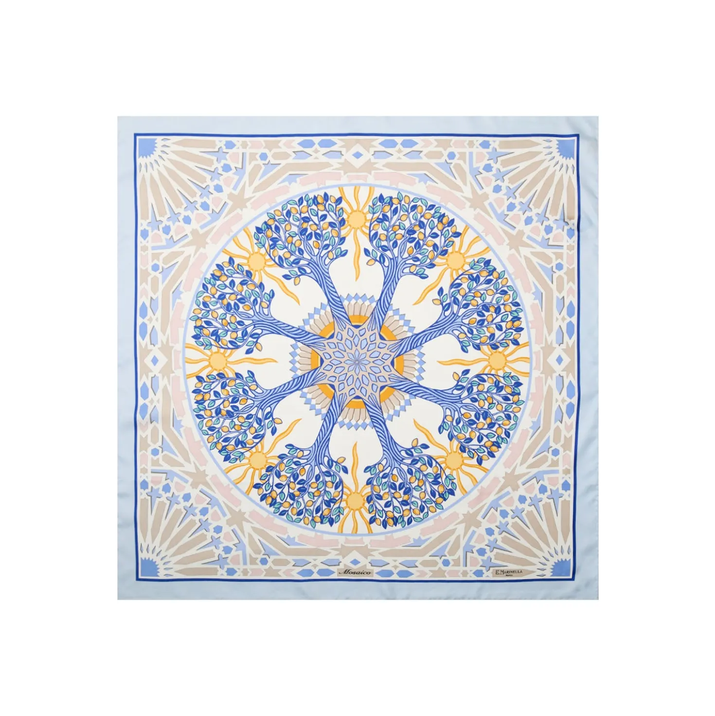 FOULARD IN SETA 90 AZZURRO Mosaico