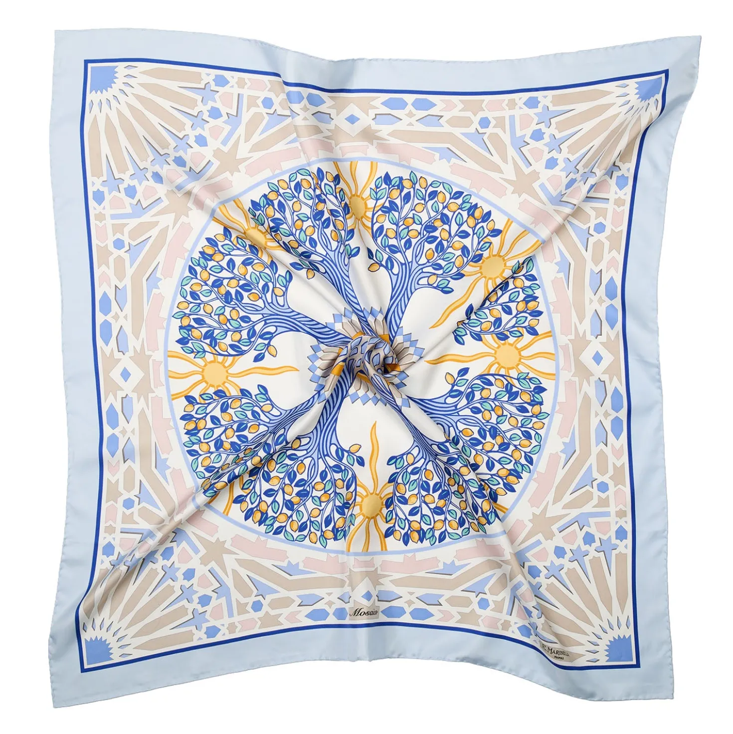 FOULARD IN SETA 90 AZZURRO Mosaico