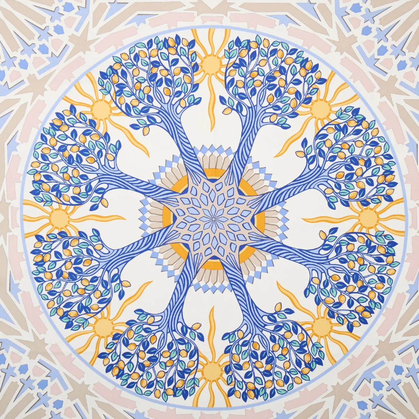 FOULARD IN SETA 90 AZZURRO Mosaico