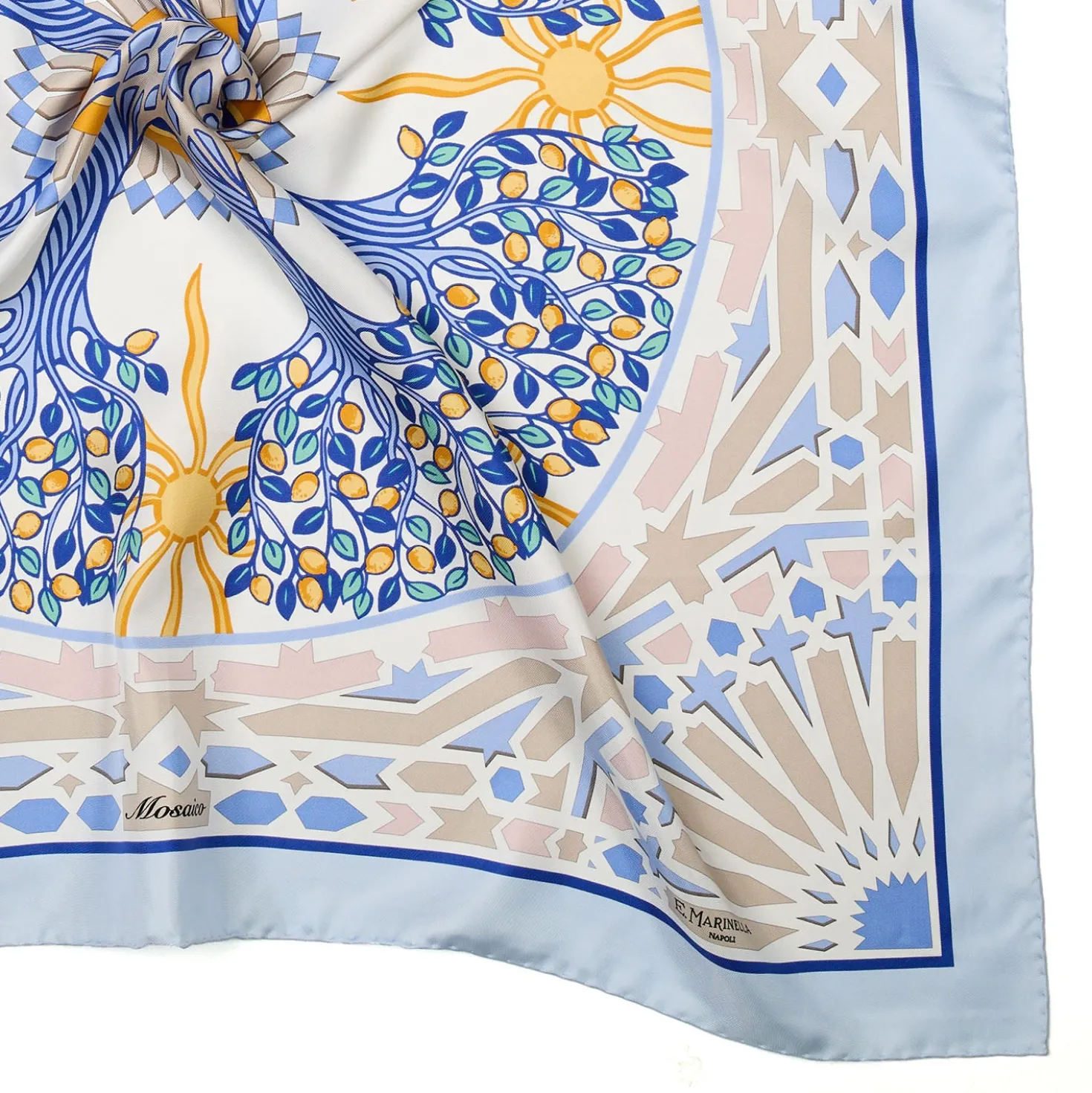 FOULARD IN SETA 90 AZZURRO Mosaico
