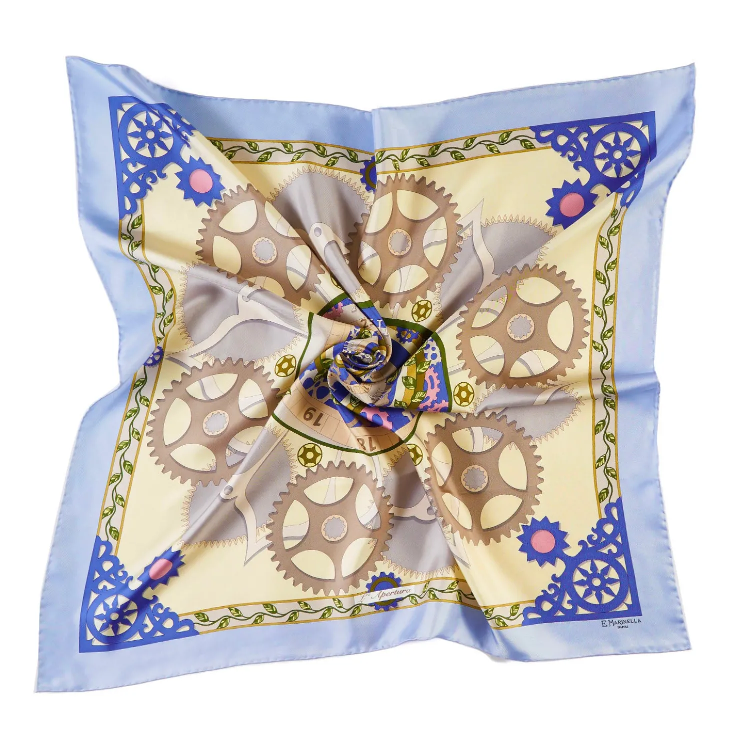FOULARD IN SETA 90 AZZURRO Timeless morning