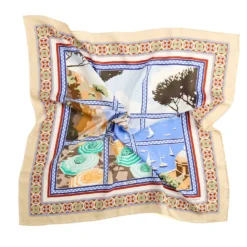 FOULARD IN SETA 90 BEIGE I faraglioni di capri