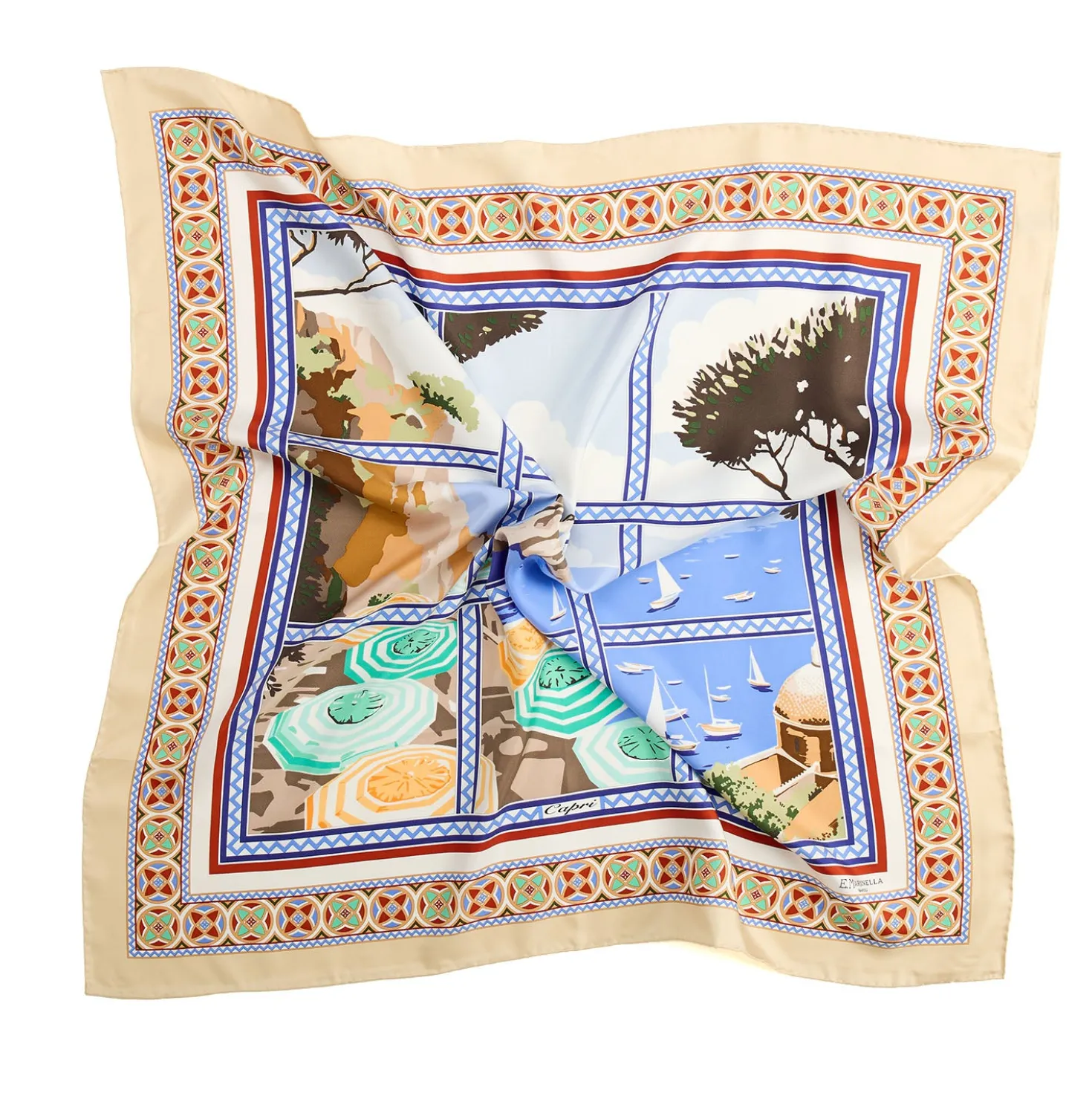 FOULARD IN SETA 90 BEIGE I faraglioni di capri