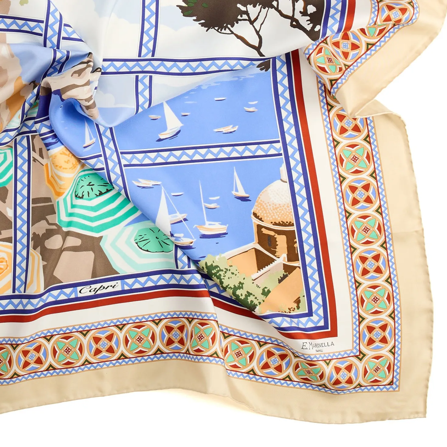 FOULARD IN SETA 90 BEIGE I faraglioni di capri