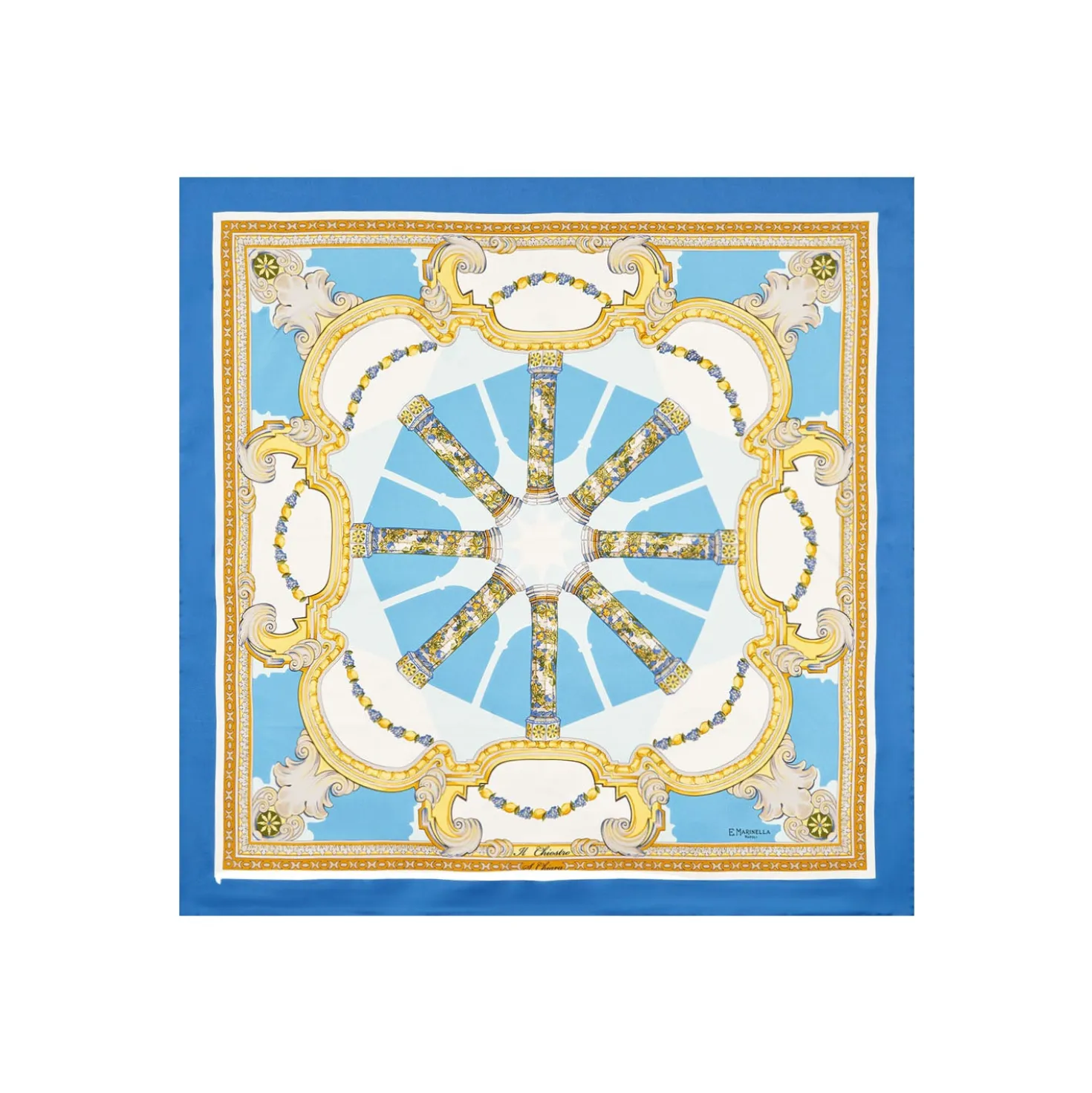 FOULARD IN SETA 90 BLU Chiostro di santa chiara