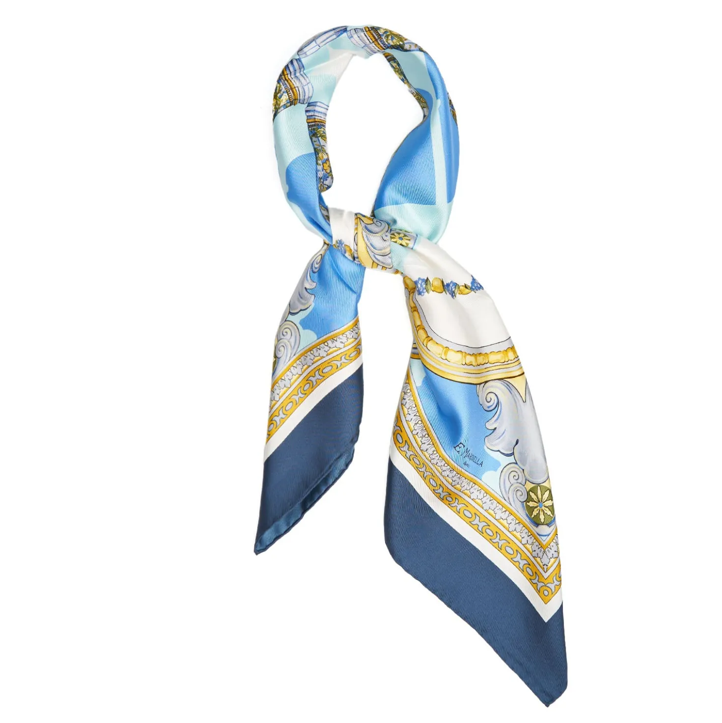 FOULARD IN SETA 90 BLU Chiostro di santa chiara
