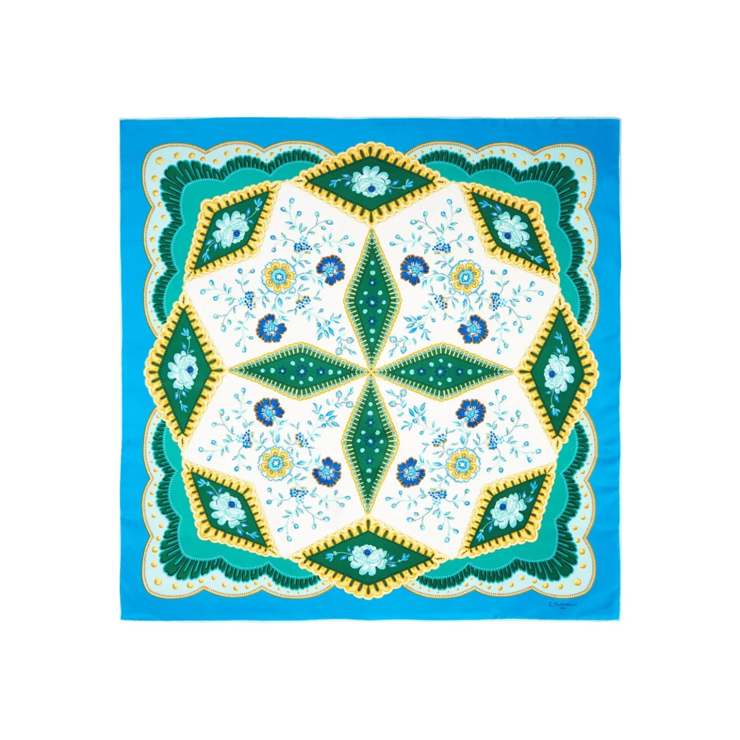 FOULARD IN SETA 90 BLUETTE Motivo floreale