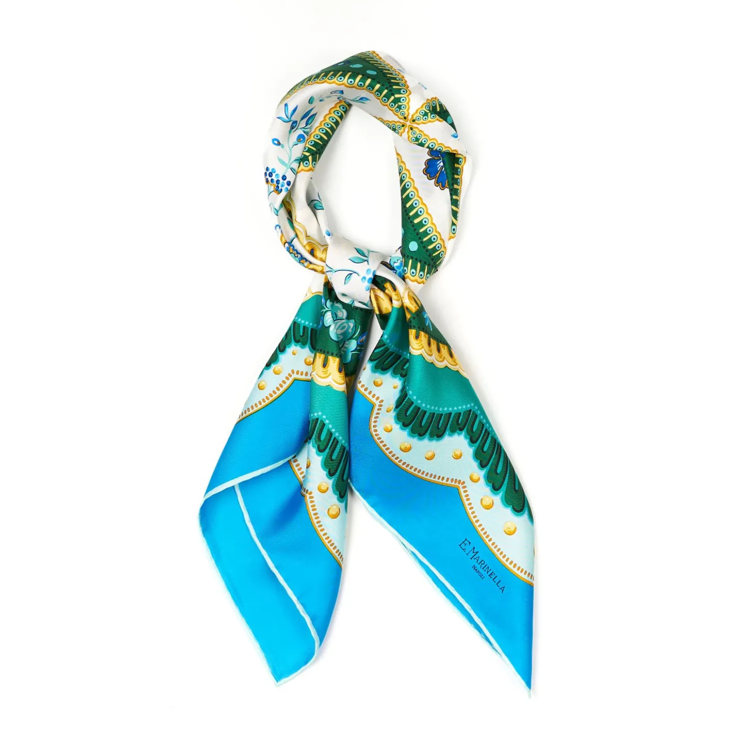 FOULARD IN SETA 90 BLUETTE Motivo floreale