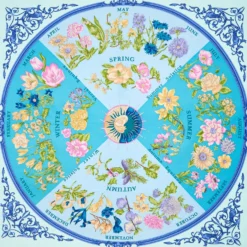 FOULARD IN SETA 90 BLU La ruota delle stagioni