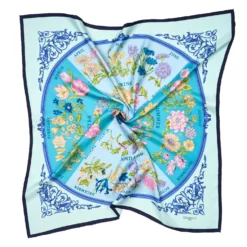 FOULARD IN SETA 90 BLU La ruota delle stagioni