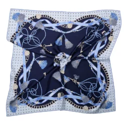 FOULARD IN SETA 90 BLU Microfantasia, nappine e chiavi