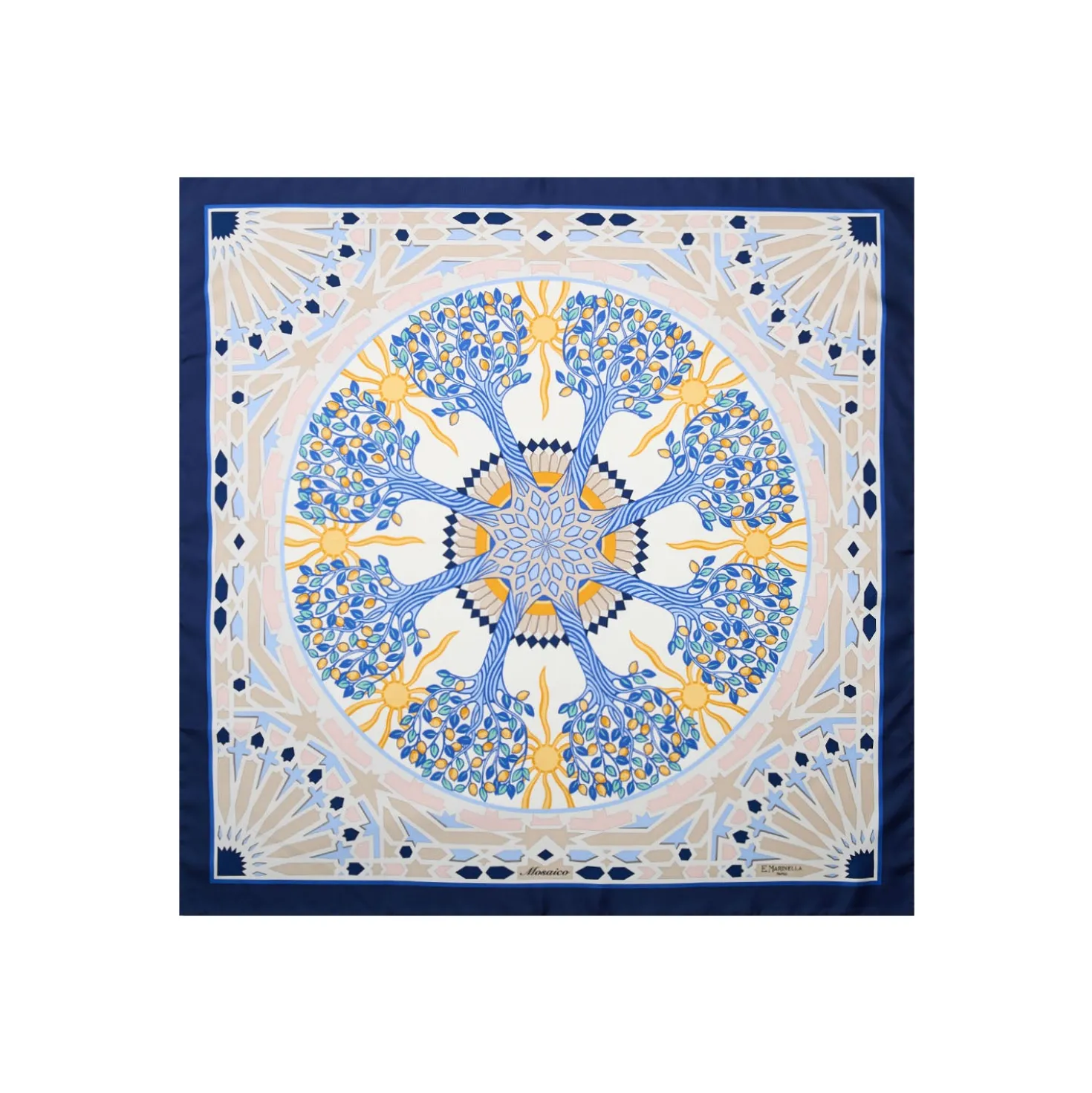 FOULARD IN SETA 90 BLU Mosaico