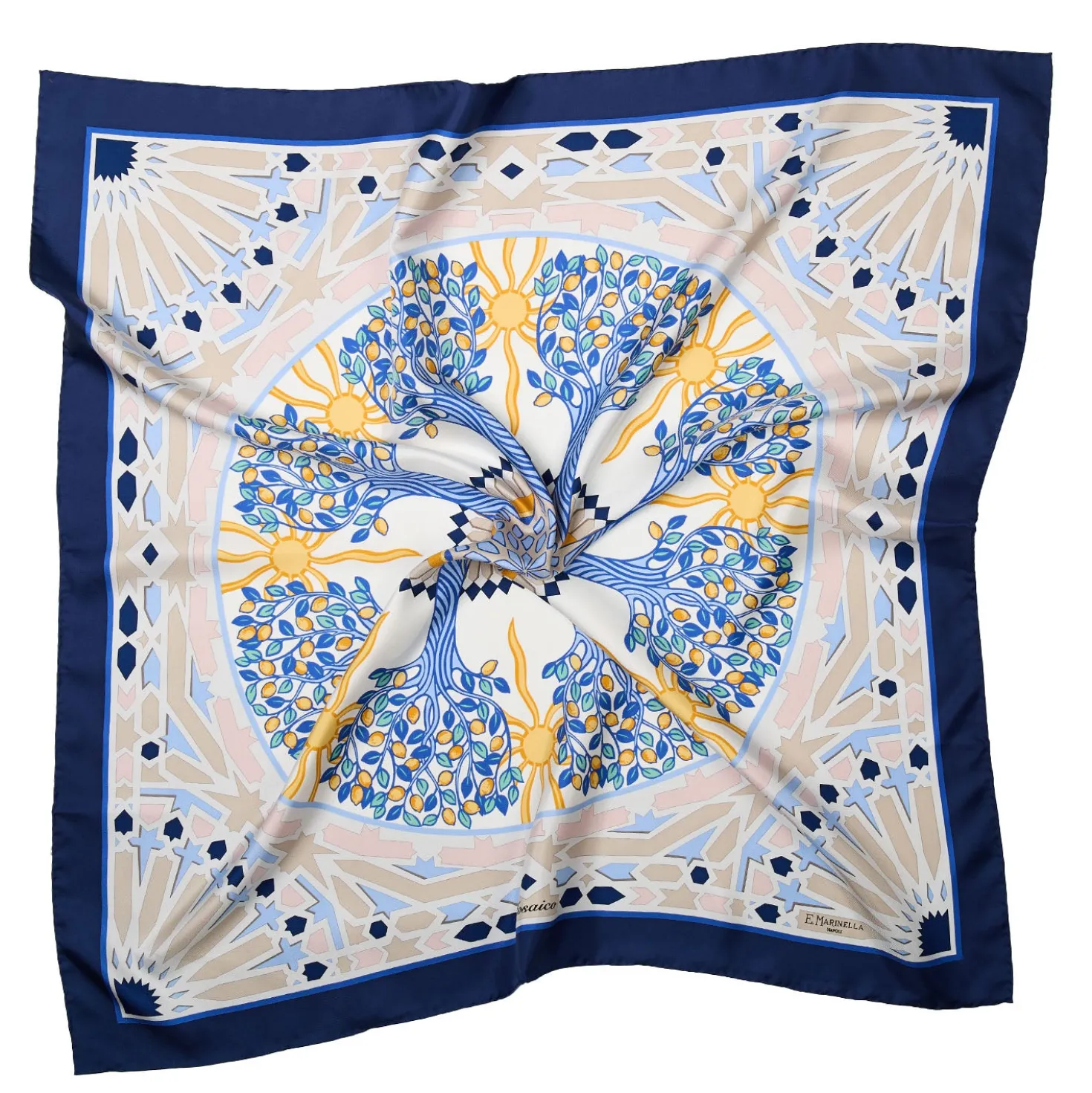 FOULARD IN SETA 90 BLU Mosaico