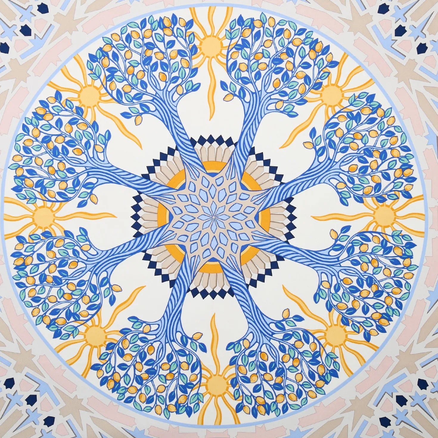 FOULARD IN SETA 90 BLU Mosaico