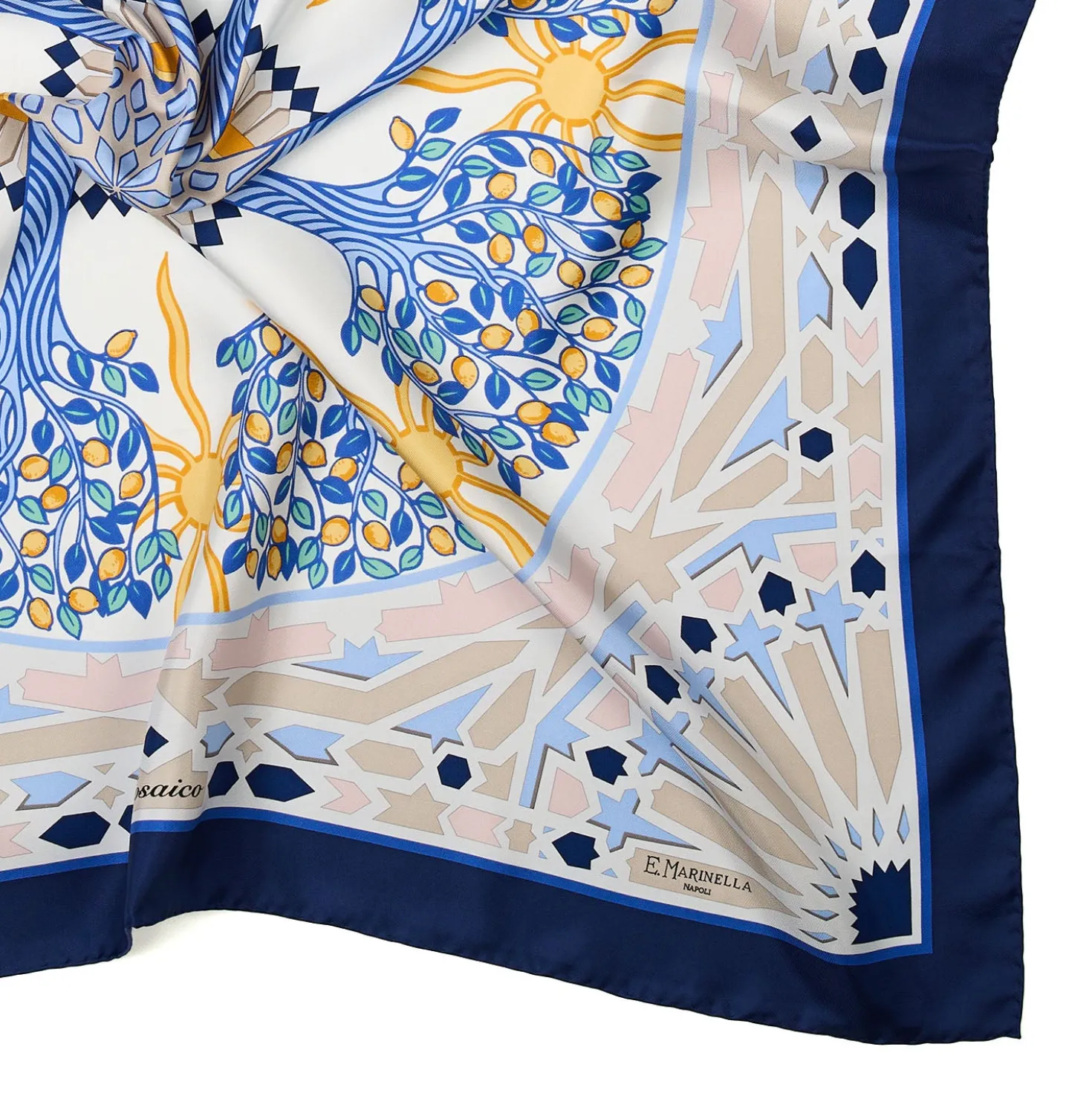 FOULARD IN SETA 90 BLU Mosaico
