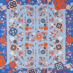 FOULARD IN SETA 90 BLU World of archivio flowers 1961