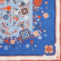 FOULARD IN SETA 90 BLU World of archivio flowers 1961