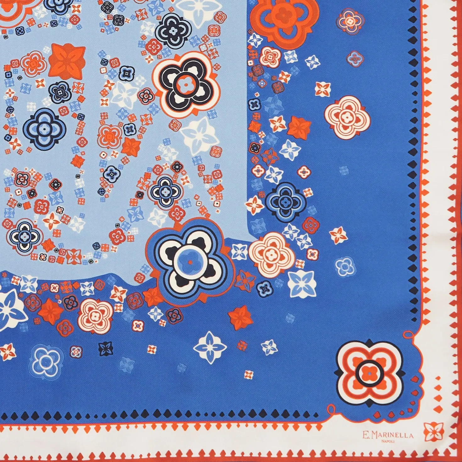 FOULARD IN SETA 90 BLU World of archivio flowers 1961