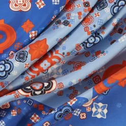 FOULARD IN SETA 90 BLU World of archivio flowers 1961