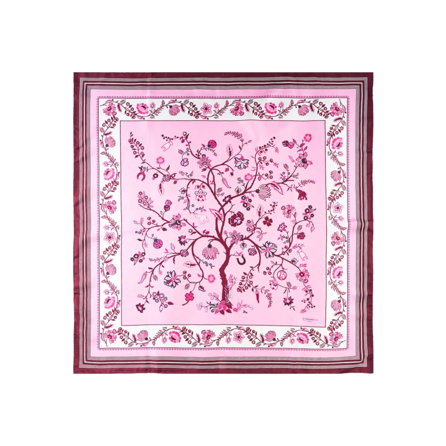 FOULARD IN SETA 90 BORDEAUX L'albero della vita