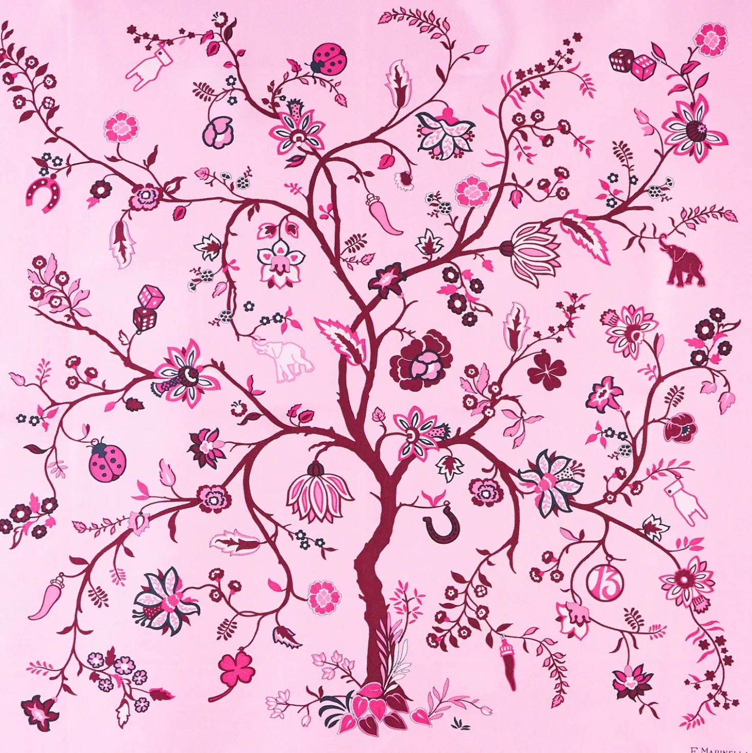 FOULARD IN SETA 90 BORDEAUX L'albero della vita
