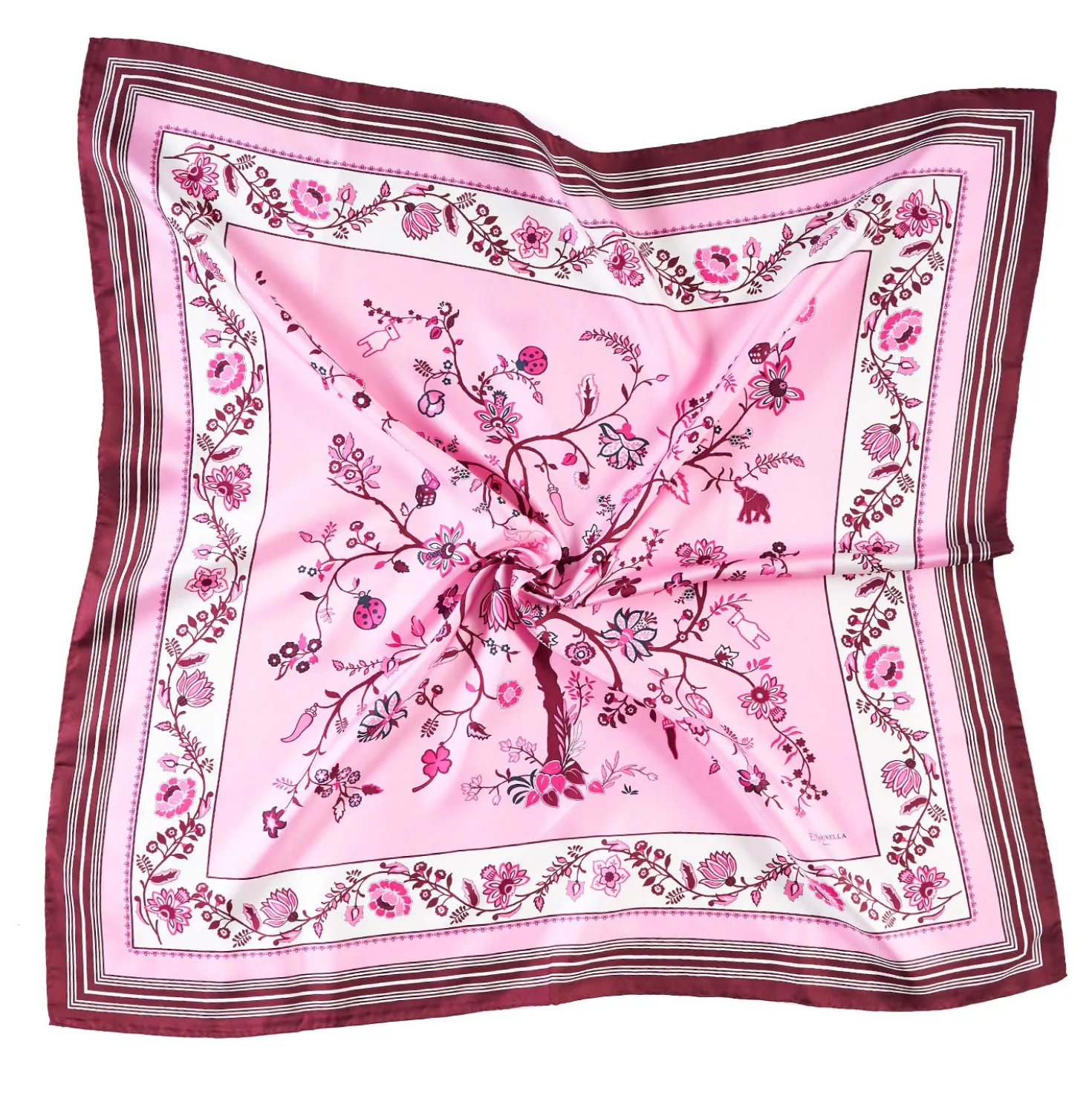 FOULARD IN SETA 90 BORDEAUX L'albero della vita