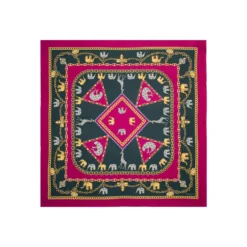 FOULARD IN SETA 90 FUCSIA Elefanti portafortuna