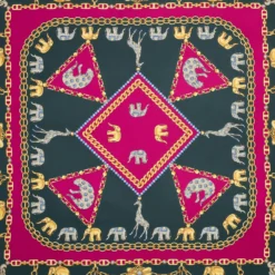 FOULARD IN SETA 90 FUCSIA Elefanti portafortuna