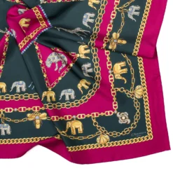 FOULARD IN SETA 90 FUCSIA Elefanti portafortuna