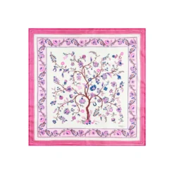 FOULARD IN SETA 90 FUCSIA L'albero della vita