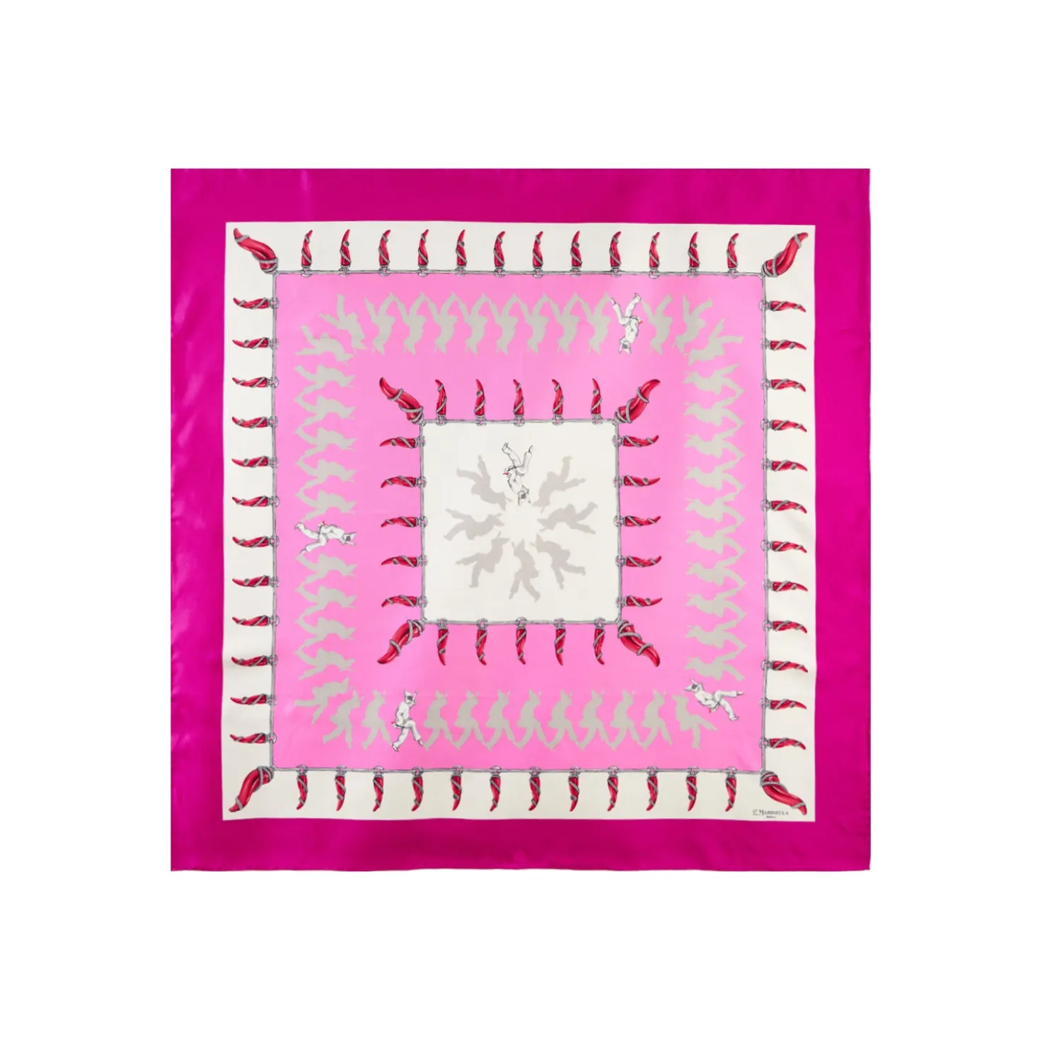 FOULARD IN SETA 90 FUCSIA Pulcinella portafortuna