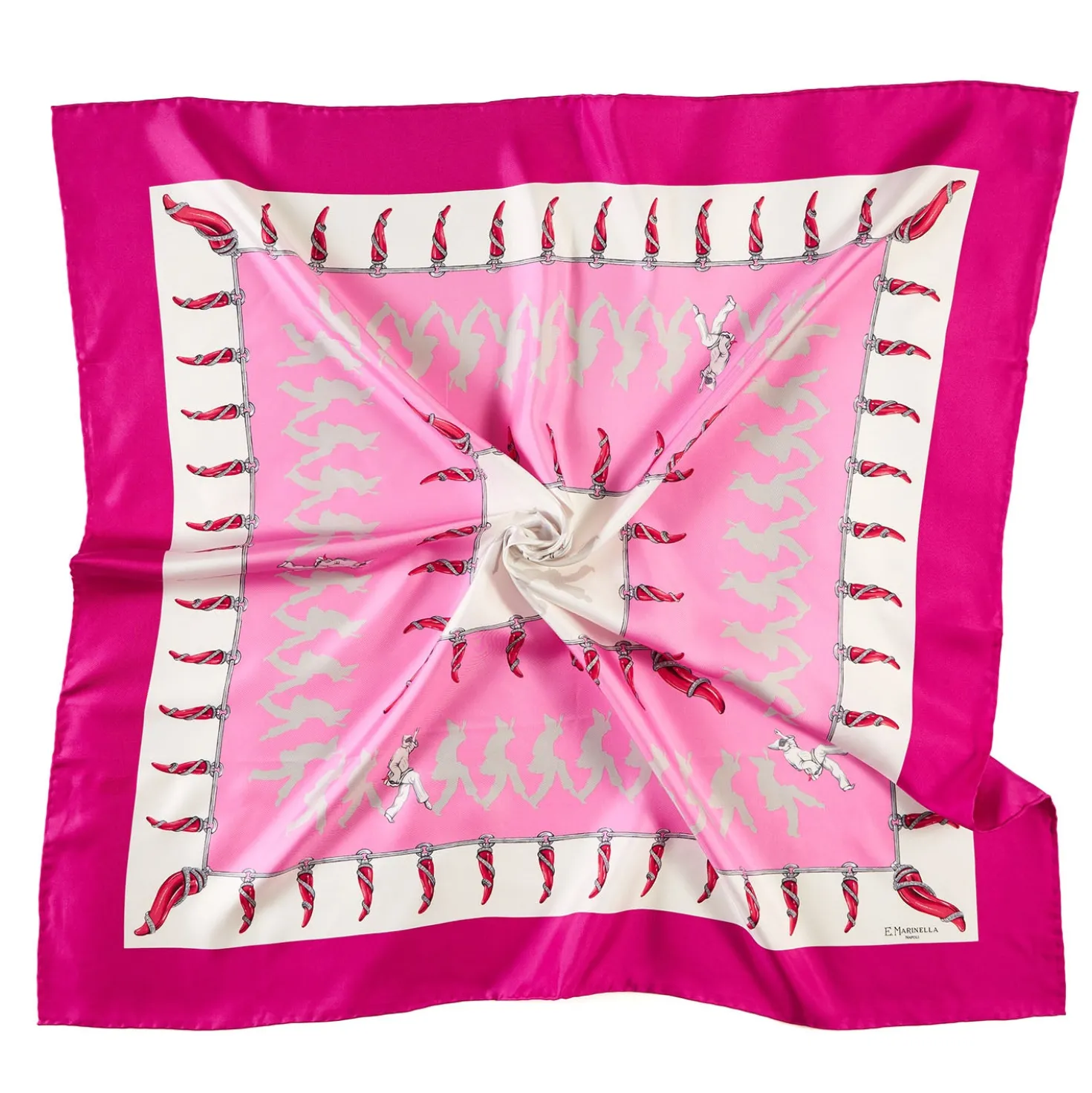 FOULARD IN SETA 90 FUCSIA Pulcinella portafortuna