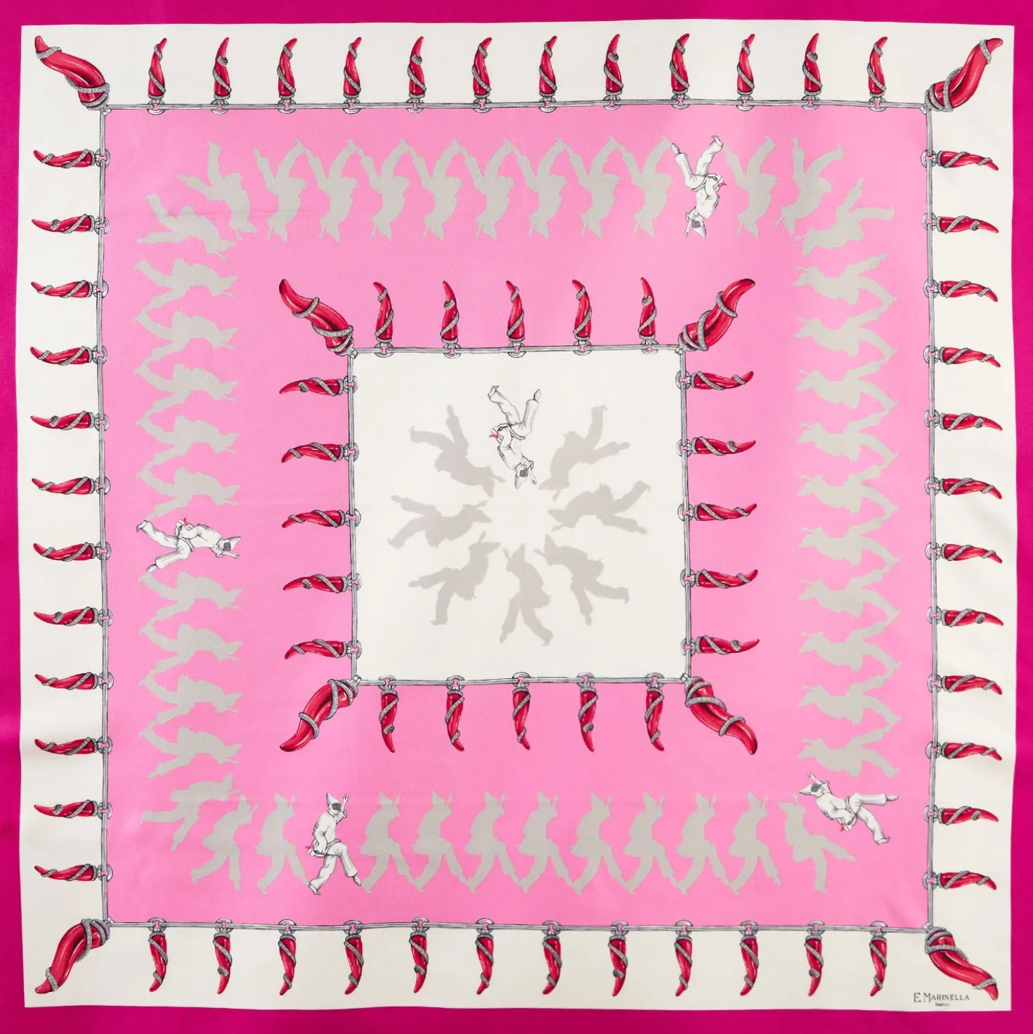 FOULARD IN SETA 90 FUCSIA Pulcinella portafortuna