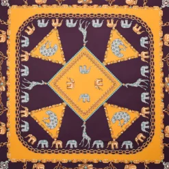 FOULARD IN SETA 90 GIALLO Elefanti portafortuna