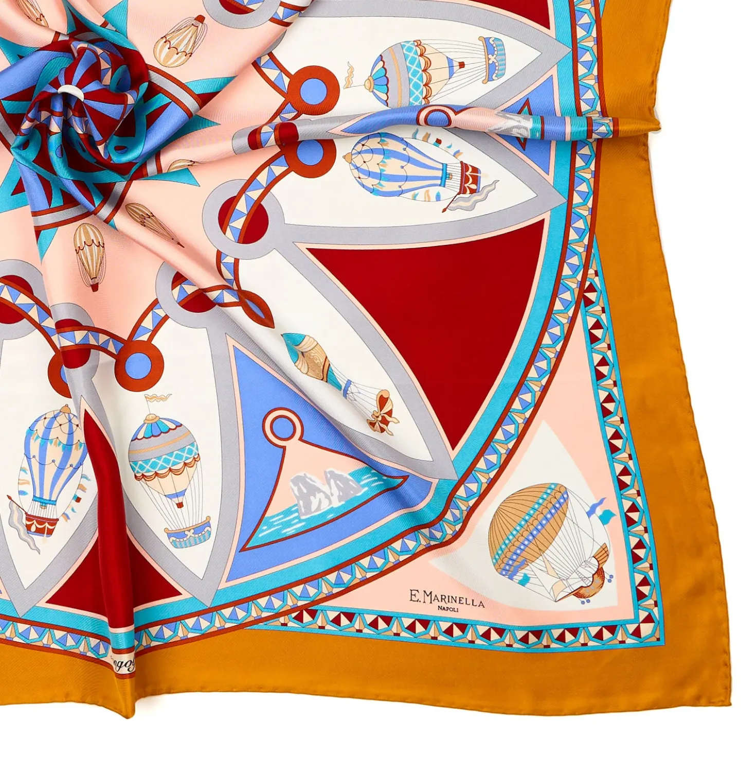 FOULARD IN SETA 90 GIALLO Le mongolfiere