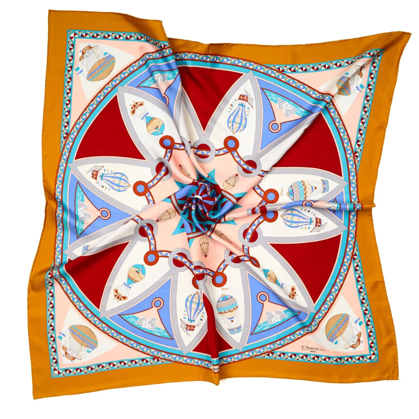 FOULARD IN SETA 90 GIALLO Le mongolfiere