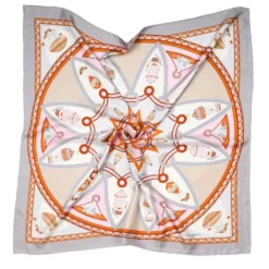 FOULARD IN SETA 90 GRIGIO CHIARO Le mongolfiere