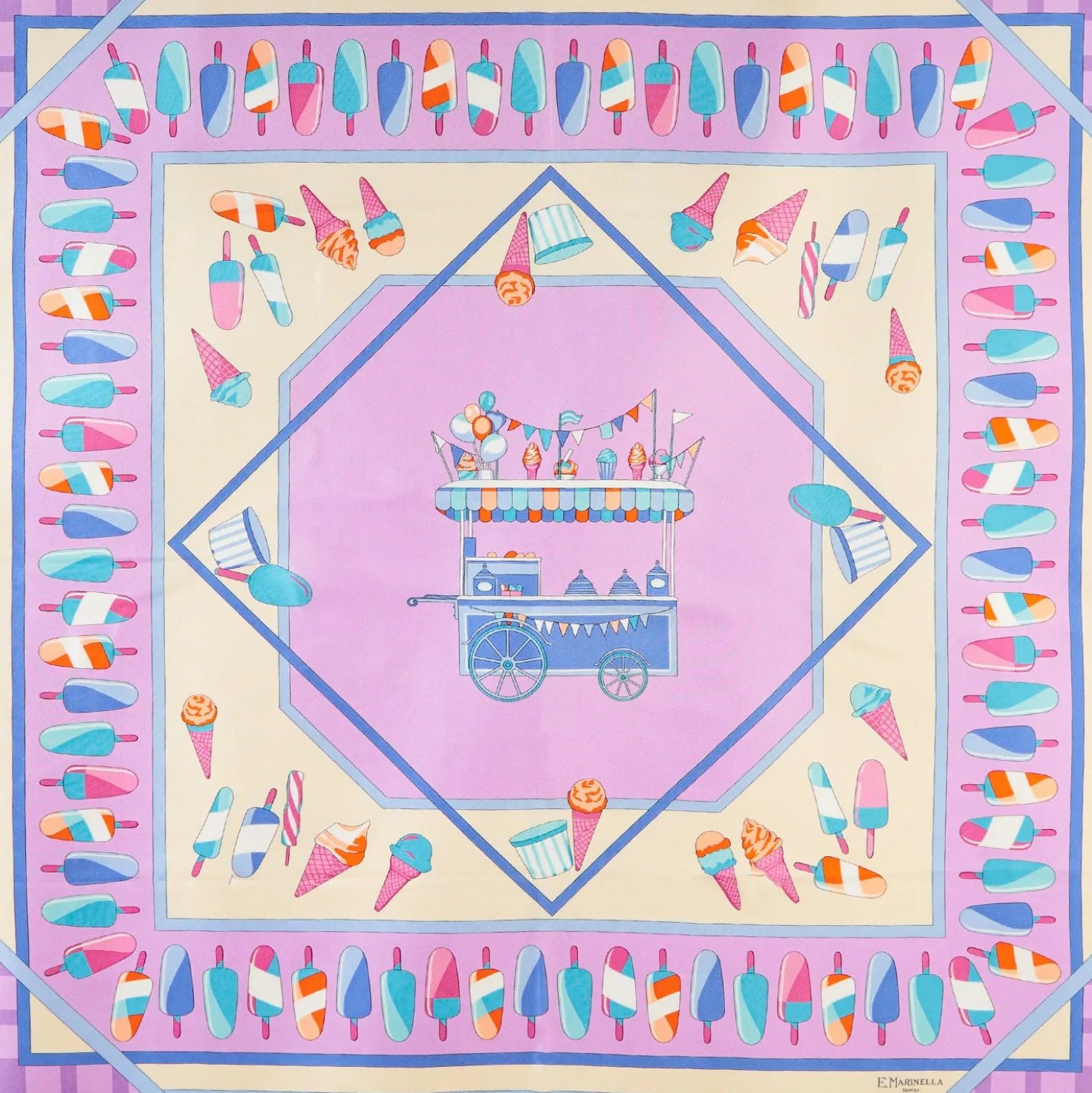 FOULARD IN SETA 90 LILLA La gelateria