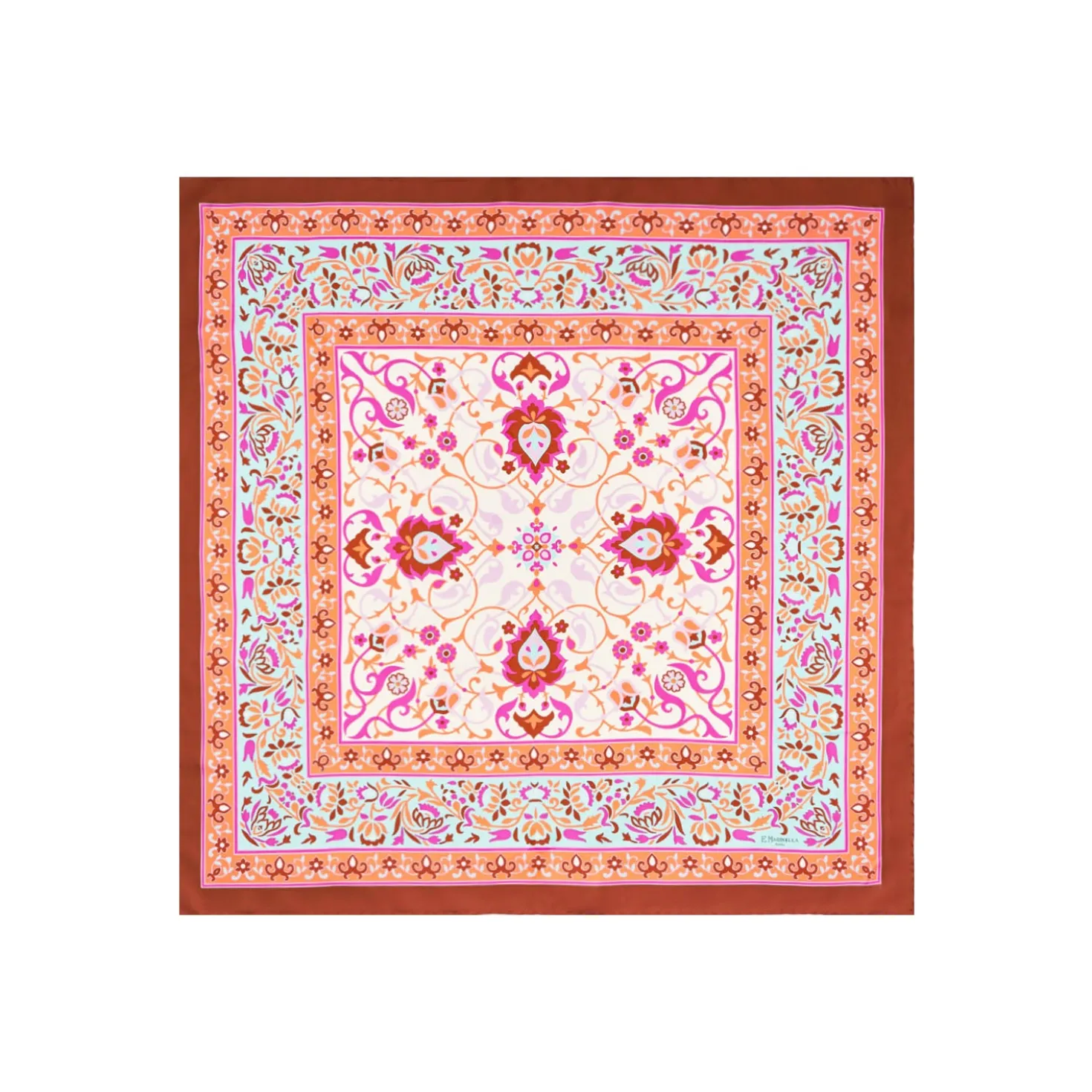 FOULARD IN SETA 90 MARRONE Motivo damascato