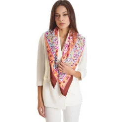 FOULARD IN SETA 90 MARRONE Motivo damascato