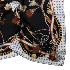 FOULARD IN SETA 90 NERO Microfantasia, nappine e chiavi