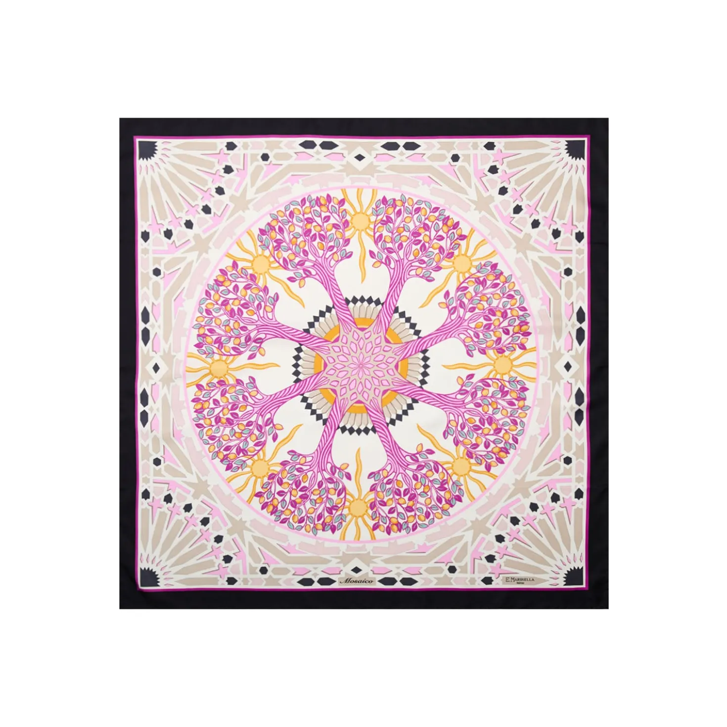 FOULARD IN SETA 90 NERO Mosaico